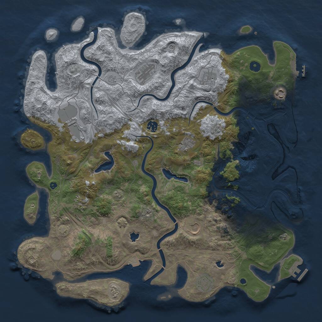 Rust Map: Procedural Map, Size: 4500, Seed: 1306485230, 16 Monuments