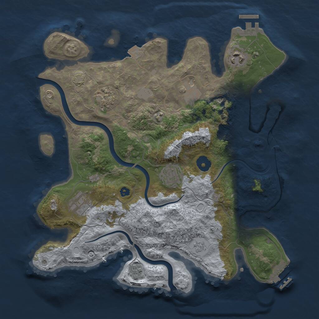 Rust Map: Procedural Map, Size: 3250, Seed: 455274732, 12 Monuments