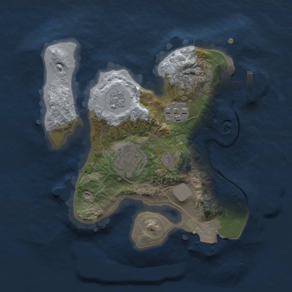 Rust Map: Procedural Map, Size: 2000, Seed: 6549753, 5 Monuments
