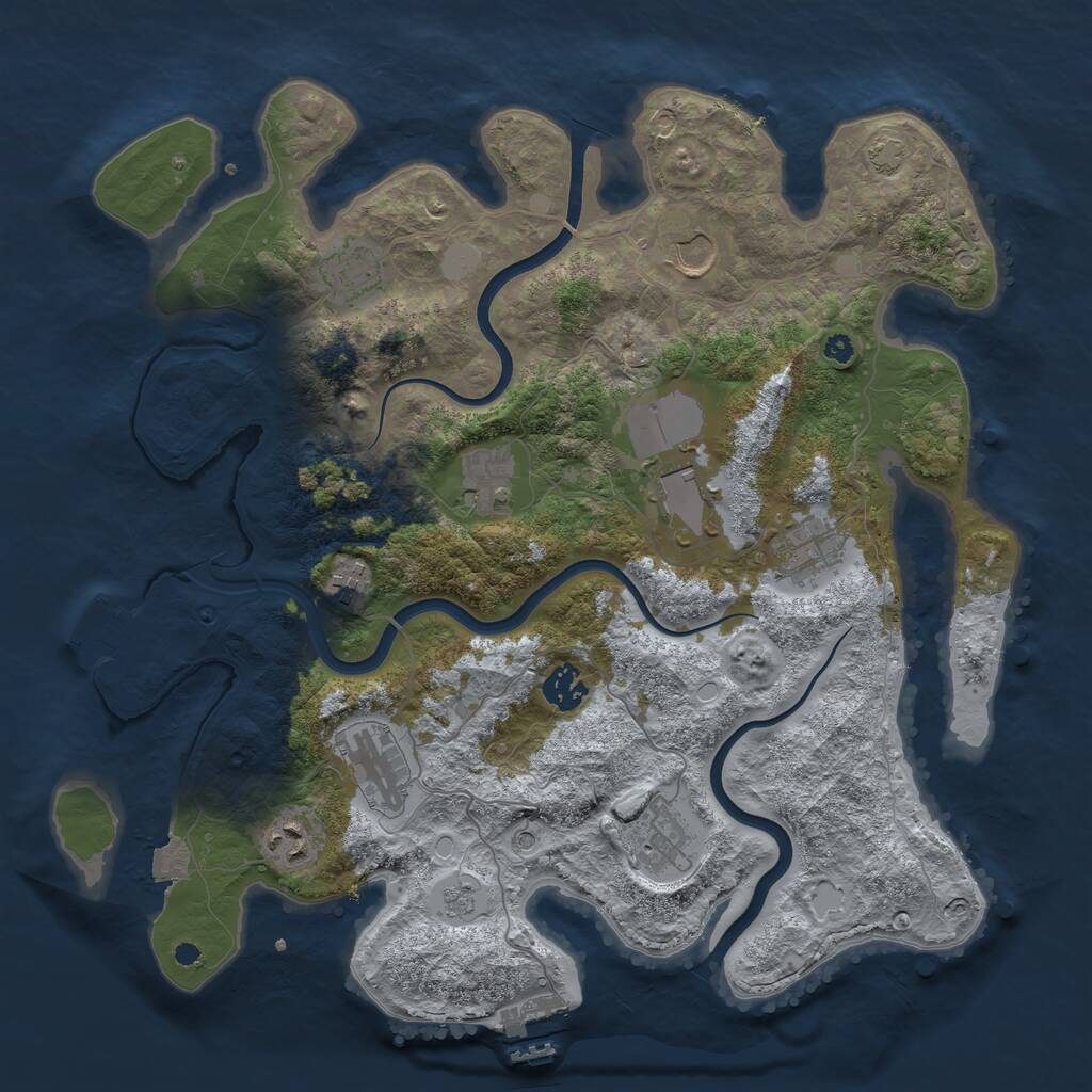 Rust Map: Procedural Map, Size: 3750, Seed: 653757006, 16 Monuments