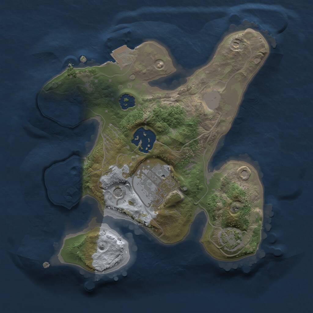 Rust Map: Procedural Map, Size: 2000, Seed: 1650183428, 5 Monuments