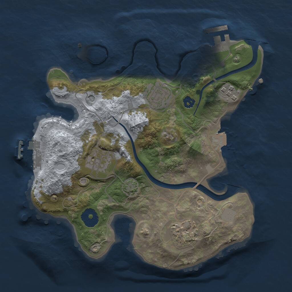 Rust Map: Procedural Map, Size: 2500, Seed: 180276719, 9 Monuments