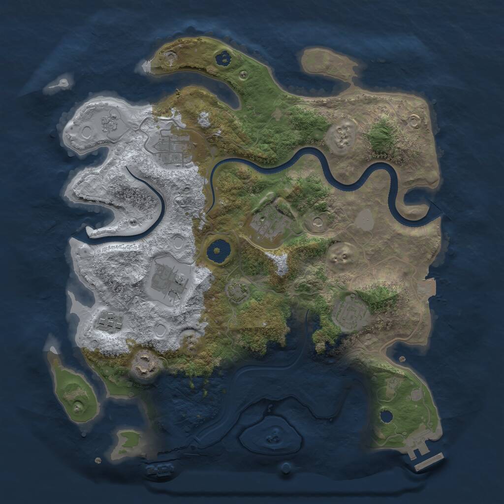 Rust Map: Procedural Map, Size: 3300, Seed: 2065352871, 12 Monuments