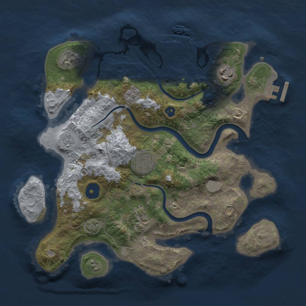 Rust Map: Procedural Map, Size: 3000, Seed: 32812, 10 Monuments