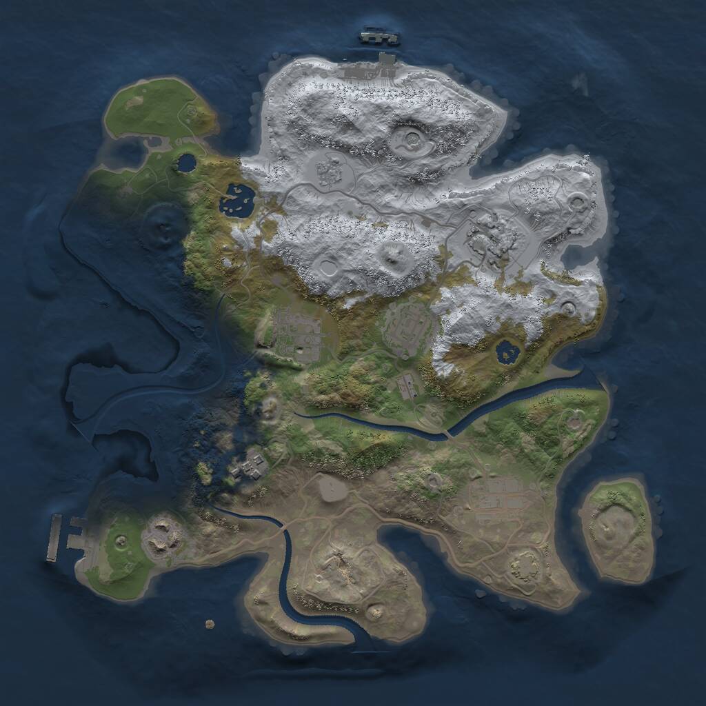 Rust Map: Procedural Map, Size: 3000, Seed: 251257089, 13 Monuments