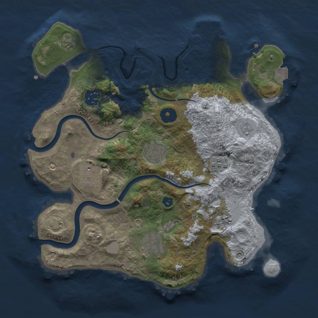 Rust Map: Procedural Map, Size: 3000, Seed: 75616, 10 Monuments