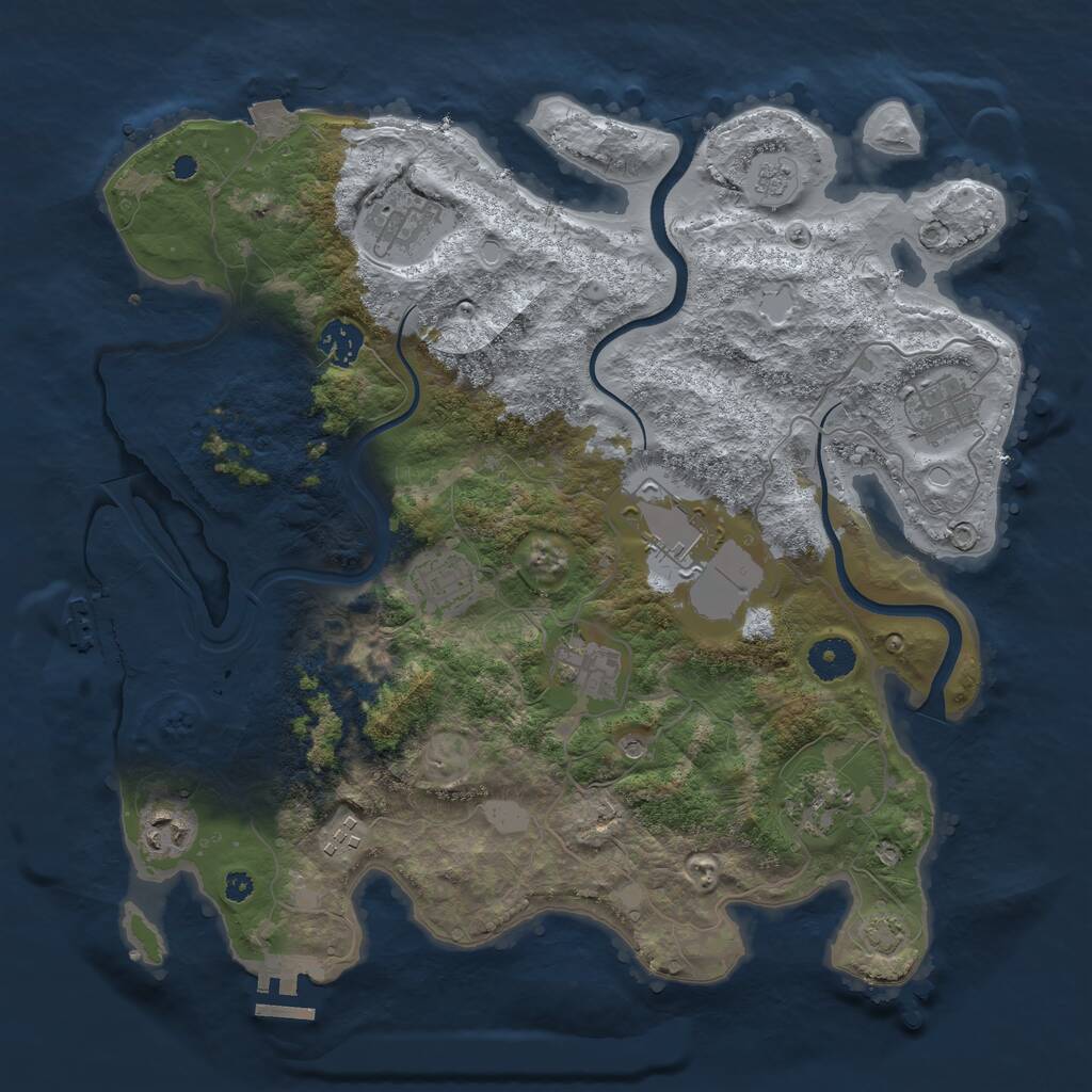 Rust Map: Procedural Map, Size: 3700, Seed: 743811282, 15 Monuments