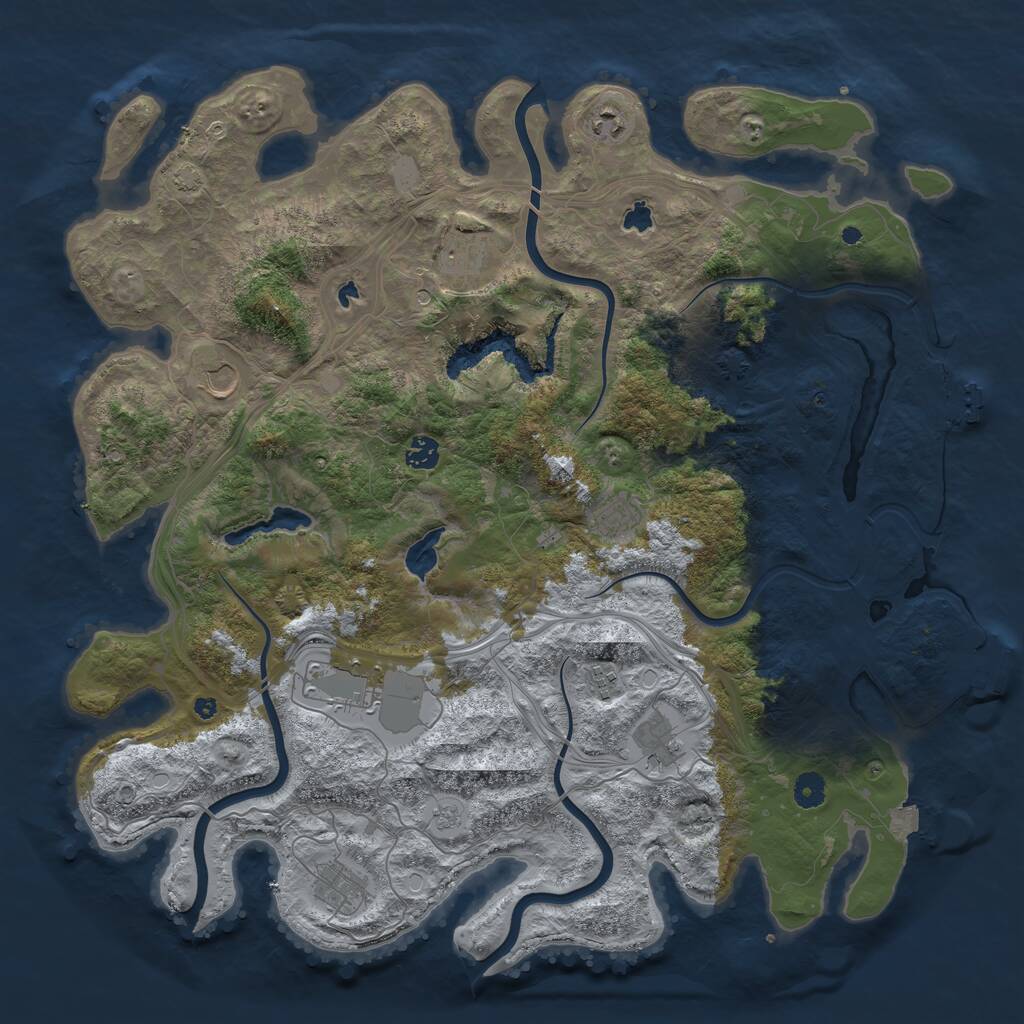 Rust Map: Procedural Map, Size: 4500, Seed: 1885315276, 15 Monuments