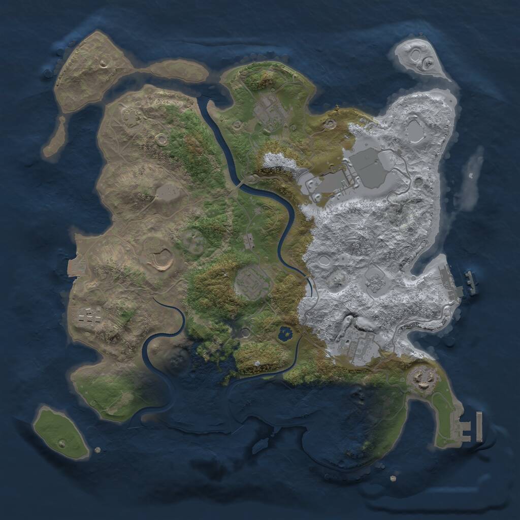 Rust Map: Procedural Map, Size: 3500, Seed: 45376, 13 Monuments