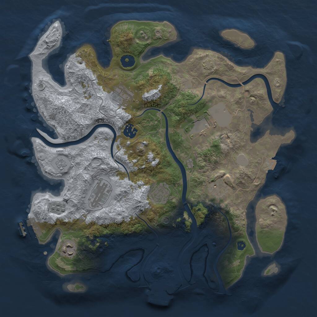 Rust Map: Procedural Map, Size: 3500, Seed: 547686743, 14 Monuments