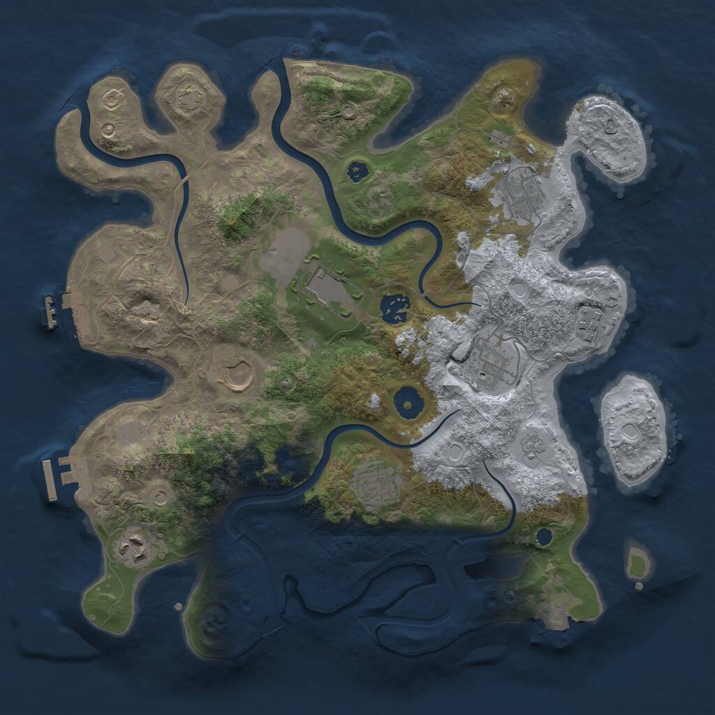 Rust Map: Procedural Map, Size: 3500, Seed: 762229153, 14 Monuments