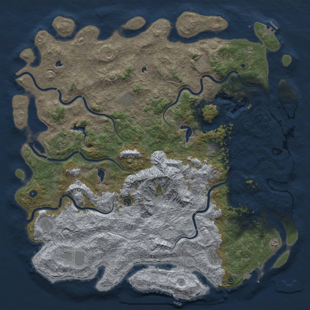 Rust Map: Procedural Map, Size: 6000, Seed: 800000000, 17 Monuments