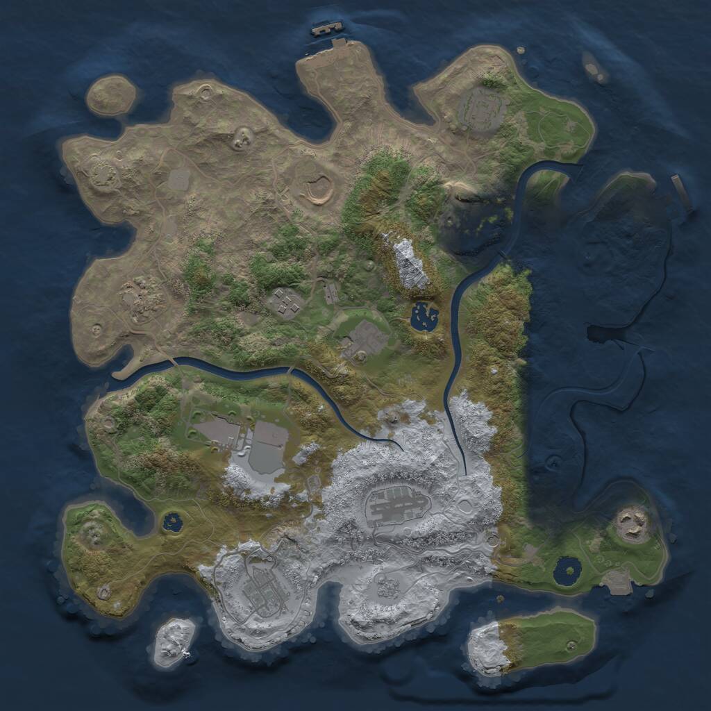 Rust Map: Procedural Map, Size: 3700, Seed: 1580613951, 17 Monuments
