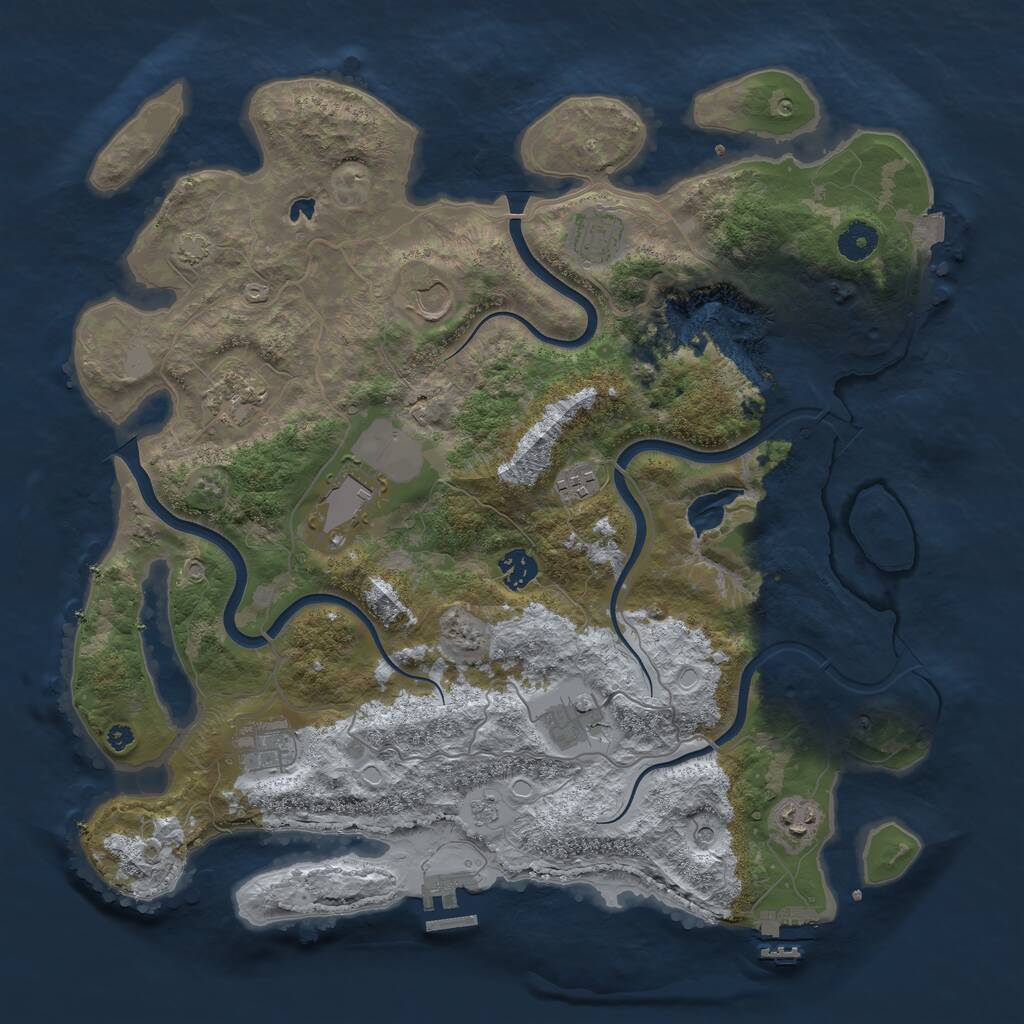 Rust Map: Procedural Map, Size: 4000, Seed: 21127, 15 Monuments