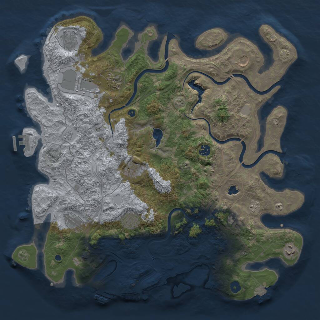 Rust Map: Procedural Map, Size: 4250, Seed: 1327522120, 17 Monuments