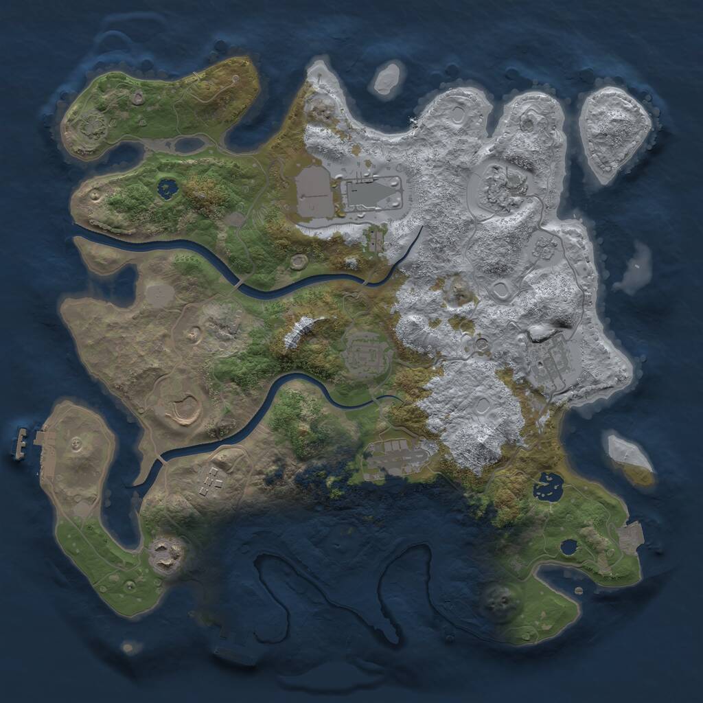 Rust Map: Procedural Map, Size: 3500, Seed: 338438171, 15 Monuments