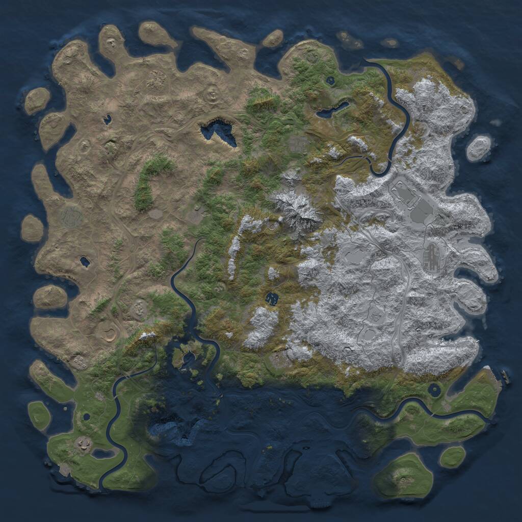 Rust Map: Procedural Map, Size: 6000, Seed: 6865, 17 Monuments