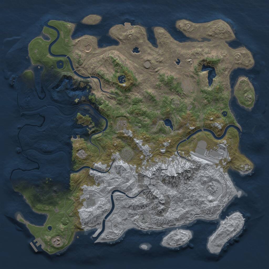 Rust Map: Procedural Map, Size: 5000, Seed: 1453376879, 16 Monuments