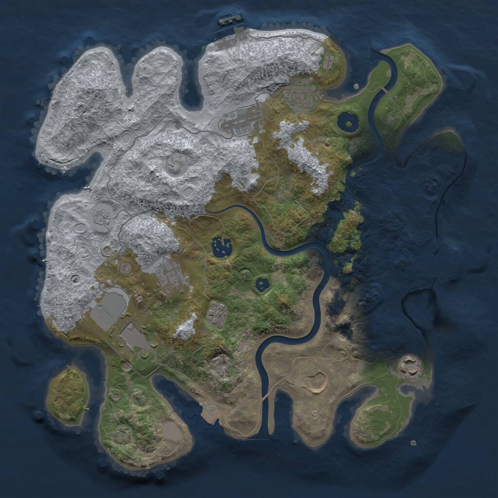 Rust Map: Procedural Map, Size: 3500, Seed: 477635395, 14 Monuments