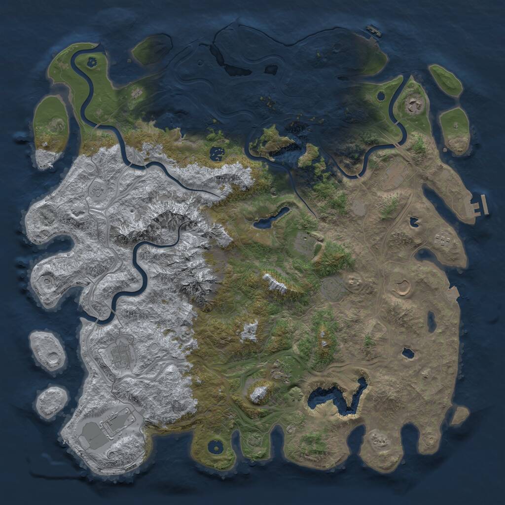 Rust Map: Procedural Map, Size: 5000, Seed: 77101023, 16 Monuments