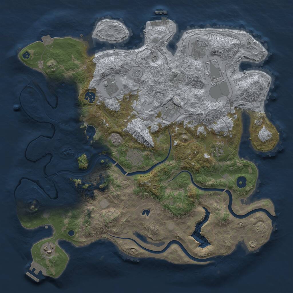 Rust Map: Procedural Map, Size: 4000, Seed: 352160621, 15 Monuments