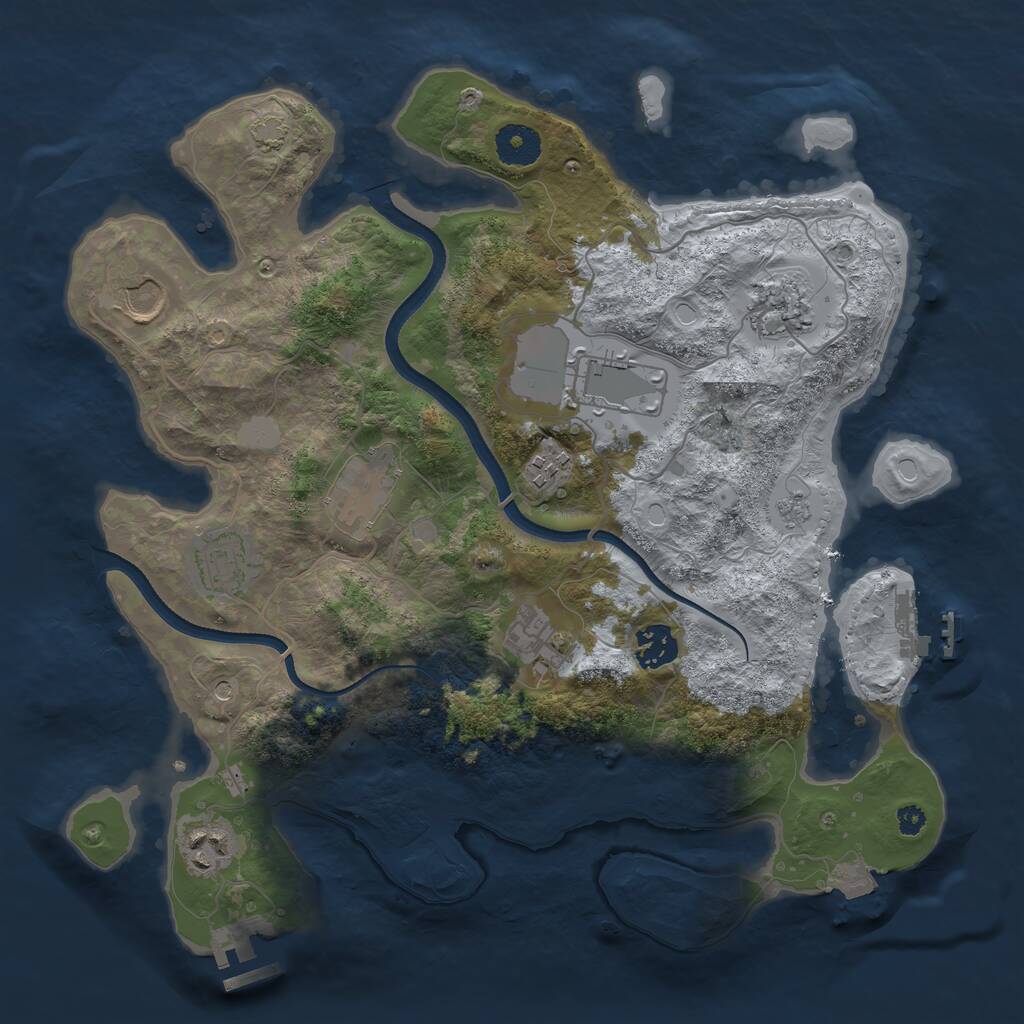 Rust Map: Procedural Map, Size: 3500, Seed: 1634940621, 15 Monuments
