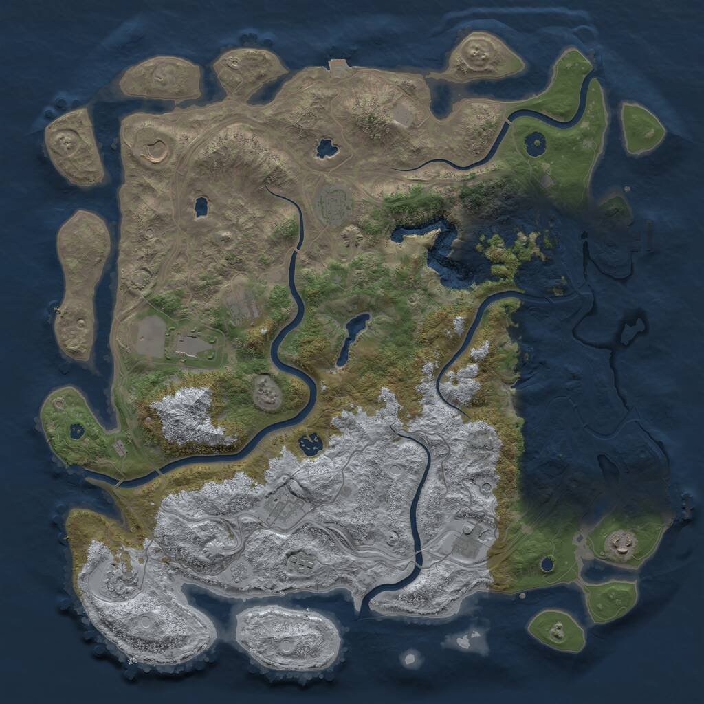 Rust Map: Procedural Map, Size: 4600, Seed: 84509846, 16 Monuments