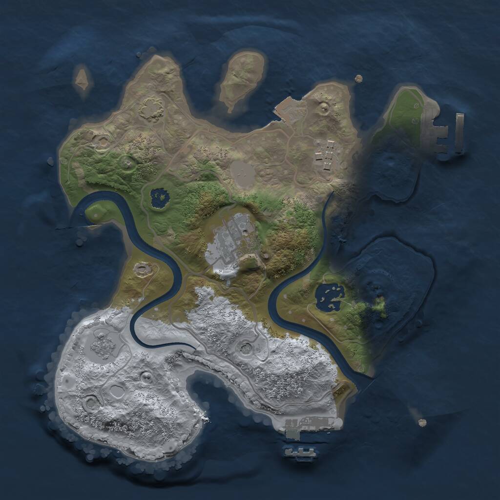 Rust Map: Procedural Map, Size: 2507, Seed: 2147483647, 9 Monuments