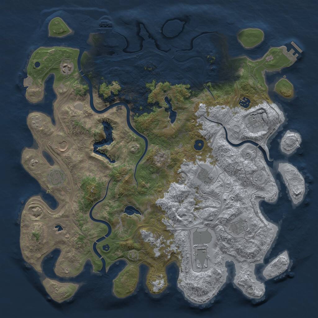 Rust Map: Procedural Map, Size: 4500, Seed: 1328547778, 16 Monuments