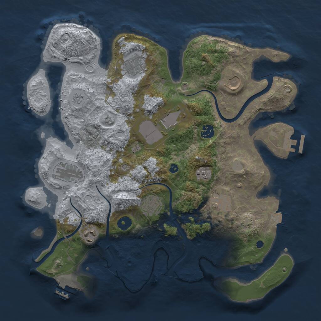 Rust Map: Procedural Map, Size: 3500, Seed: 2102337814, 15 Monuments