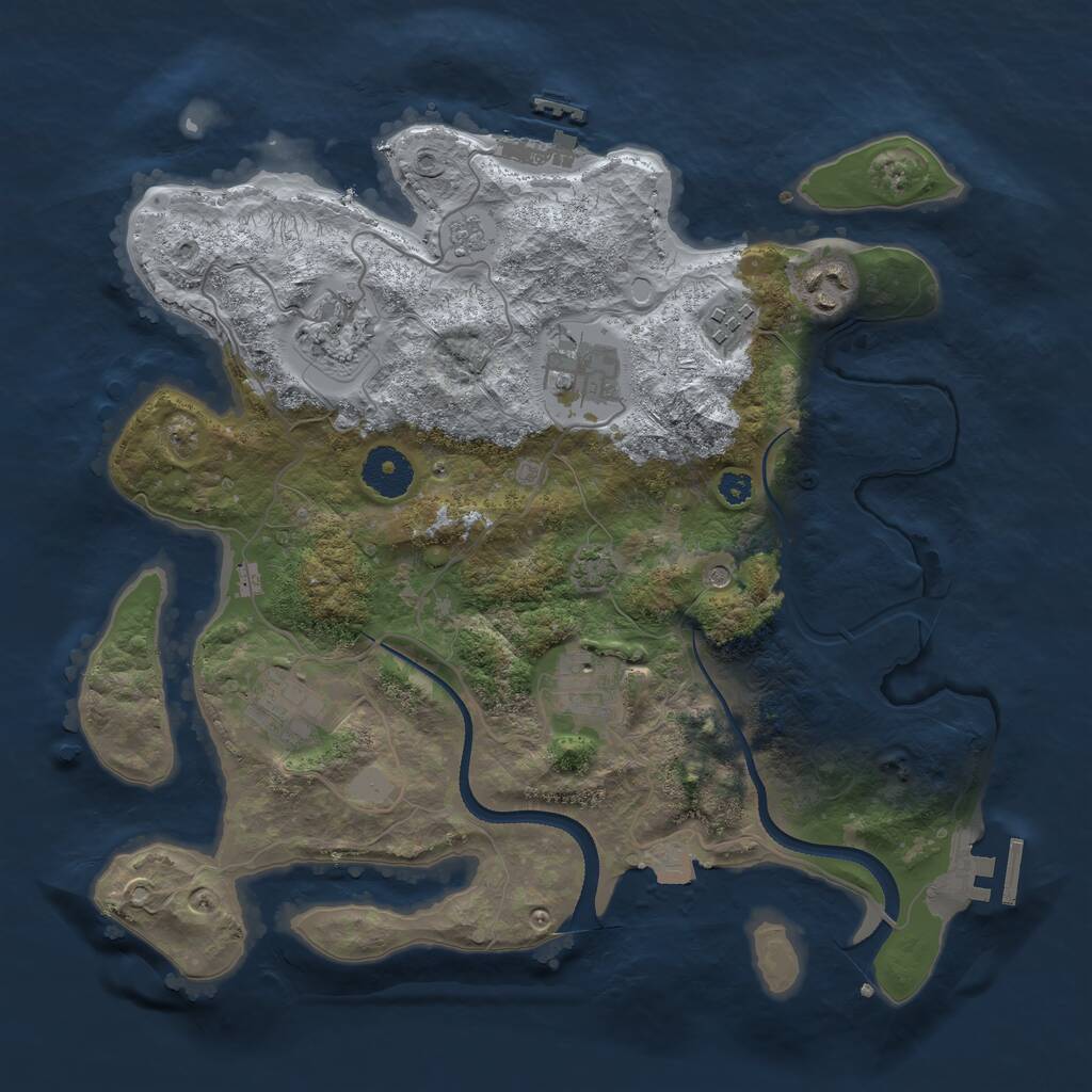 Rust Map: Procedural Map, Size: 3300, Seed: 7342738, 12 Monuments