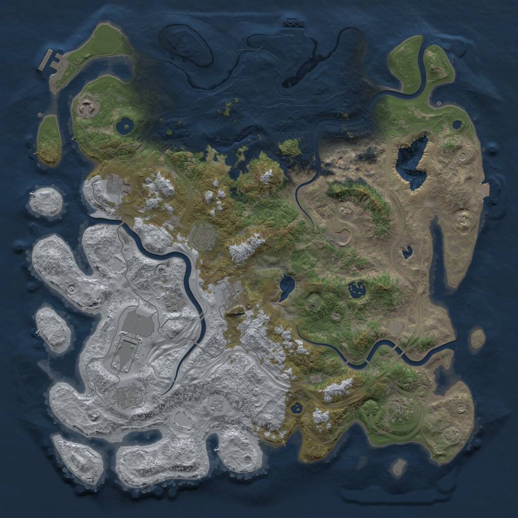 Rust Map: Procedural Map, Size: 4500, Seed: 422321245, 16 Monuments
