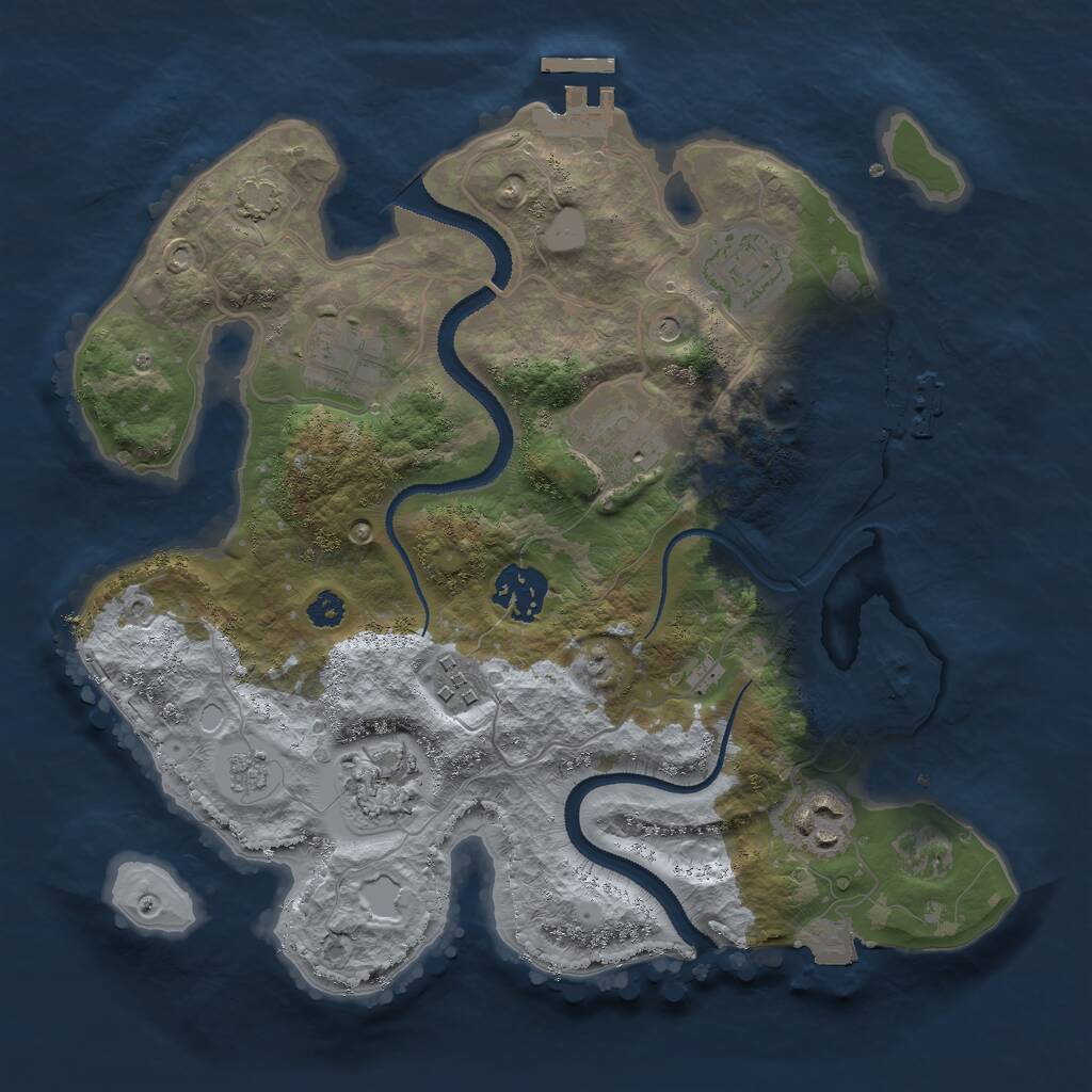 Rust Map: Procedural Map, Size: 3000, Seed: 878572658, 13 Monuments