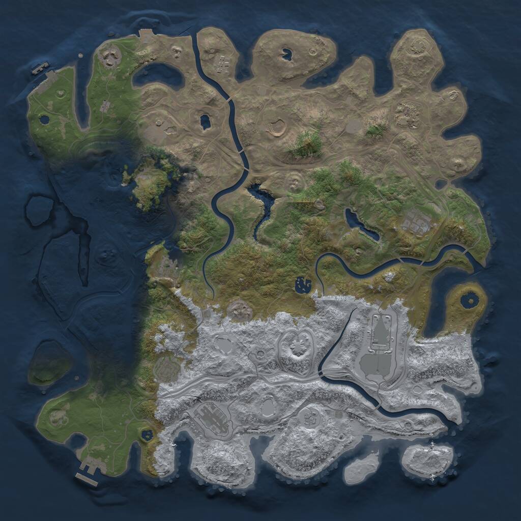 Rust Map: Procedural Map, Size: 4500, Seed: 2129059104, 17 Monuments
