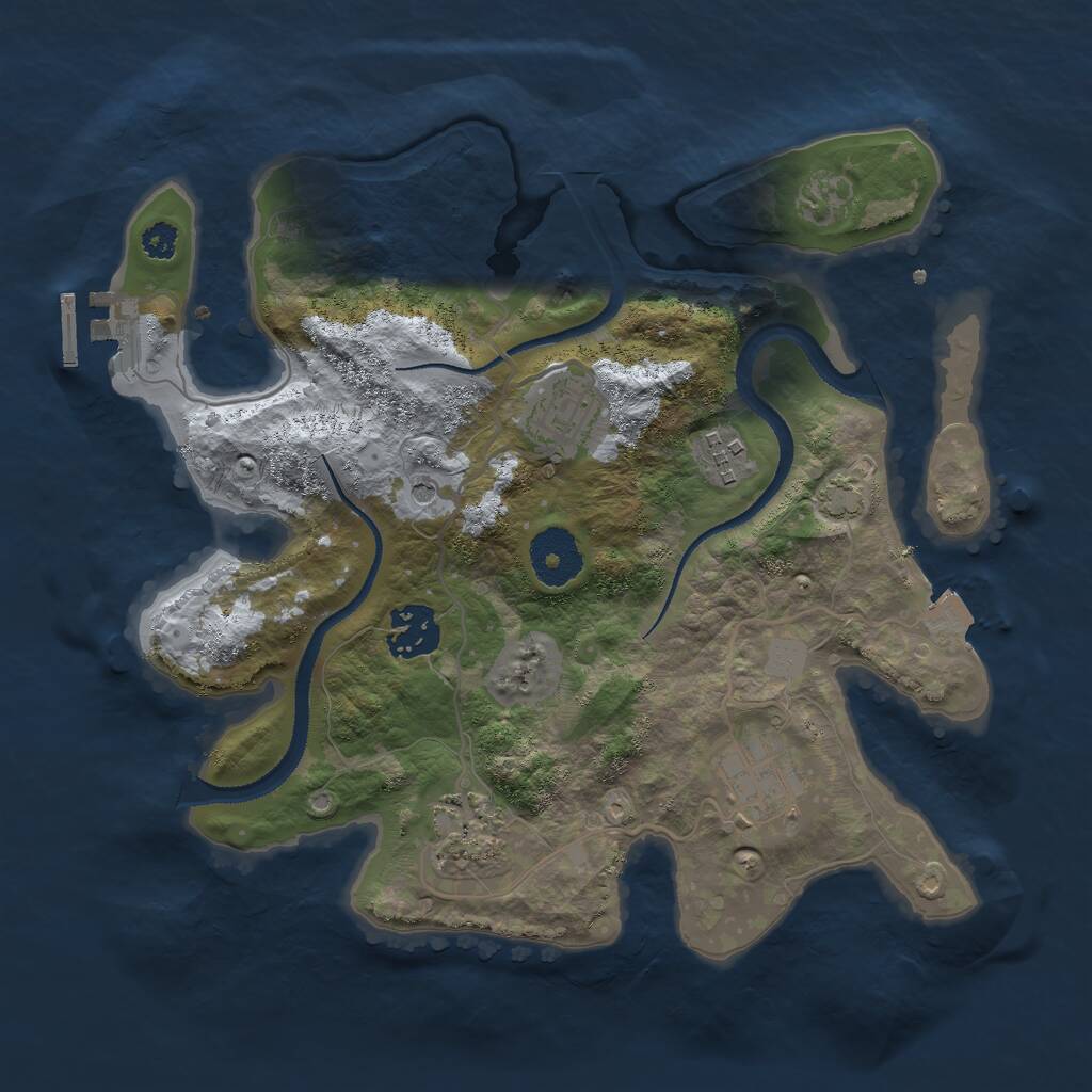 Rust Map: Procedural Map, Size: 3000, Seed: 19867, 9 Monuments