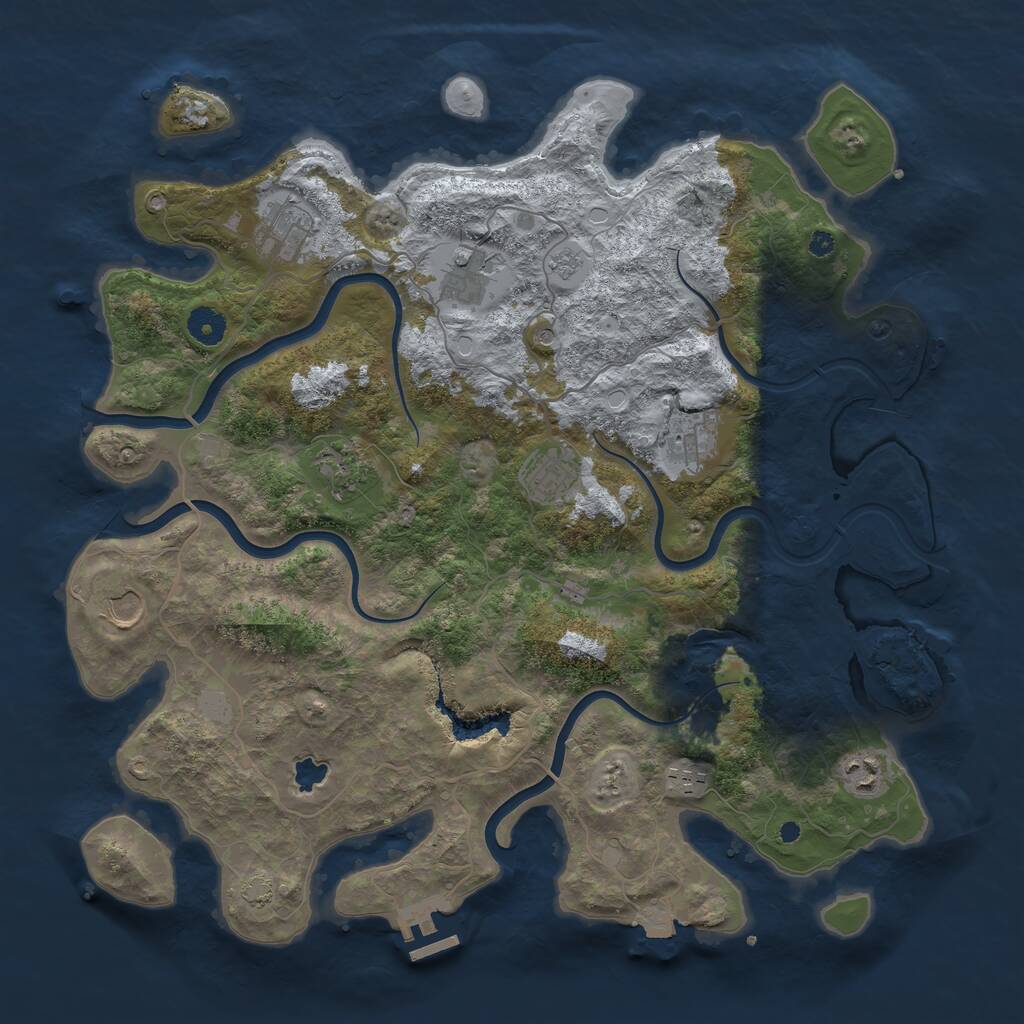 Rust Map: Procedural Map, Size: 4050, Seed: 1366791543, 13 Monuments