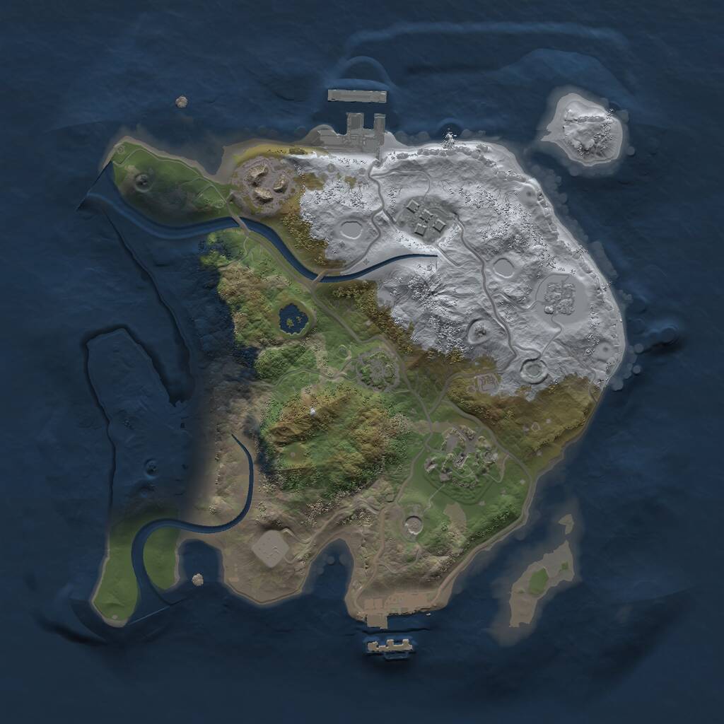 Rust Map: Procedural Map, Size: 2500, Seed: 575318199, 9 Monuments