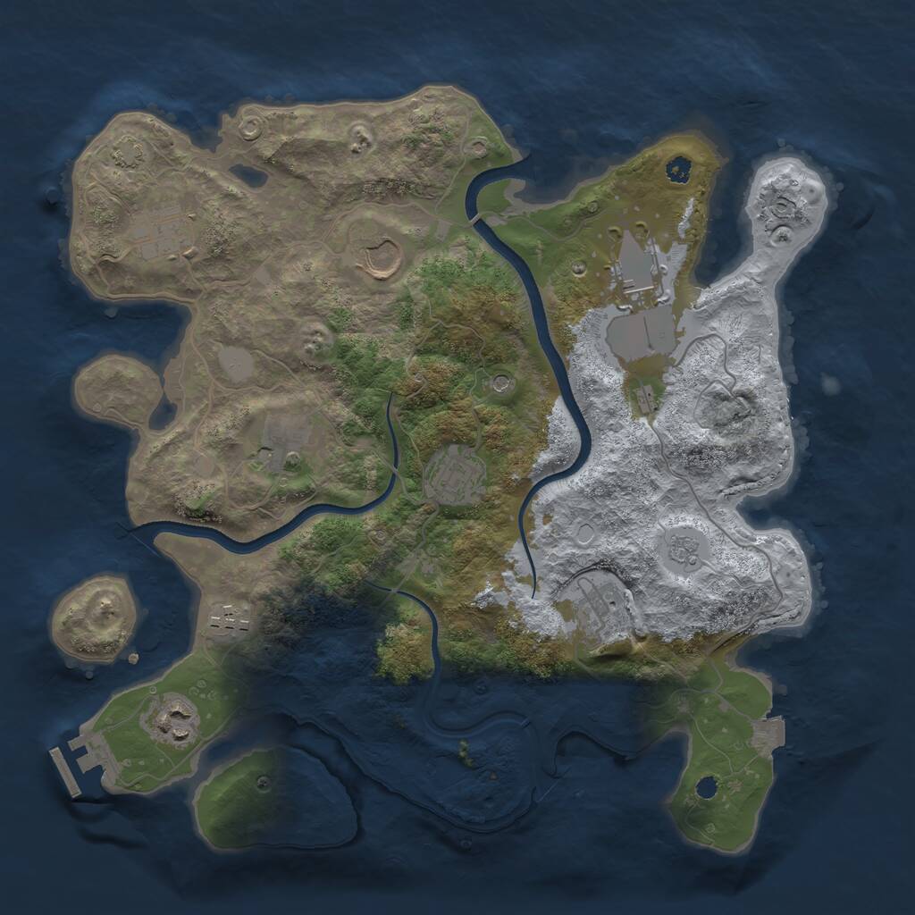 Rust Map: Procedural Map, Size: 3500, Seed: 1387391509, 13 Monuments