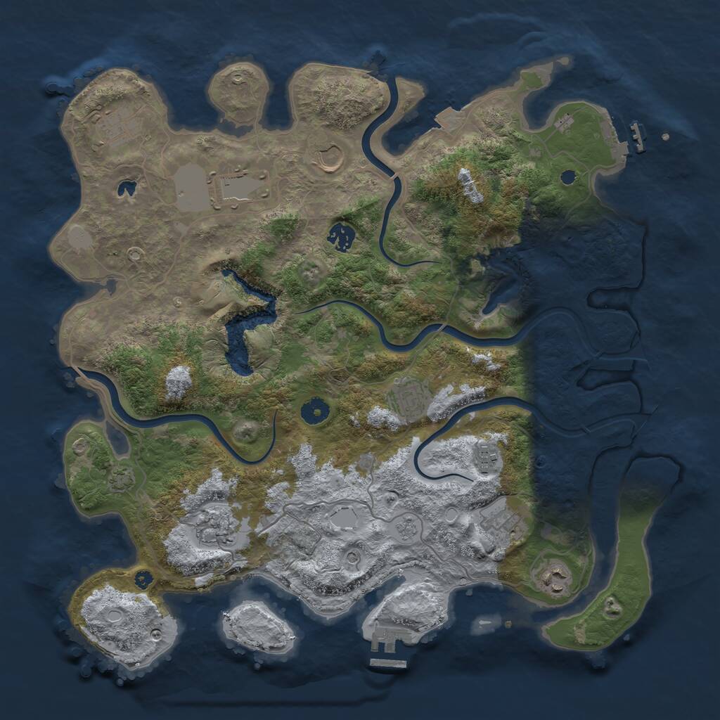 Rust Map: Procedural Map, Size: 4000, Seed: 9464, 15 Monuments