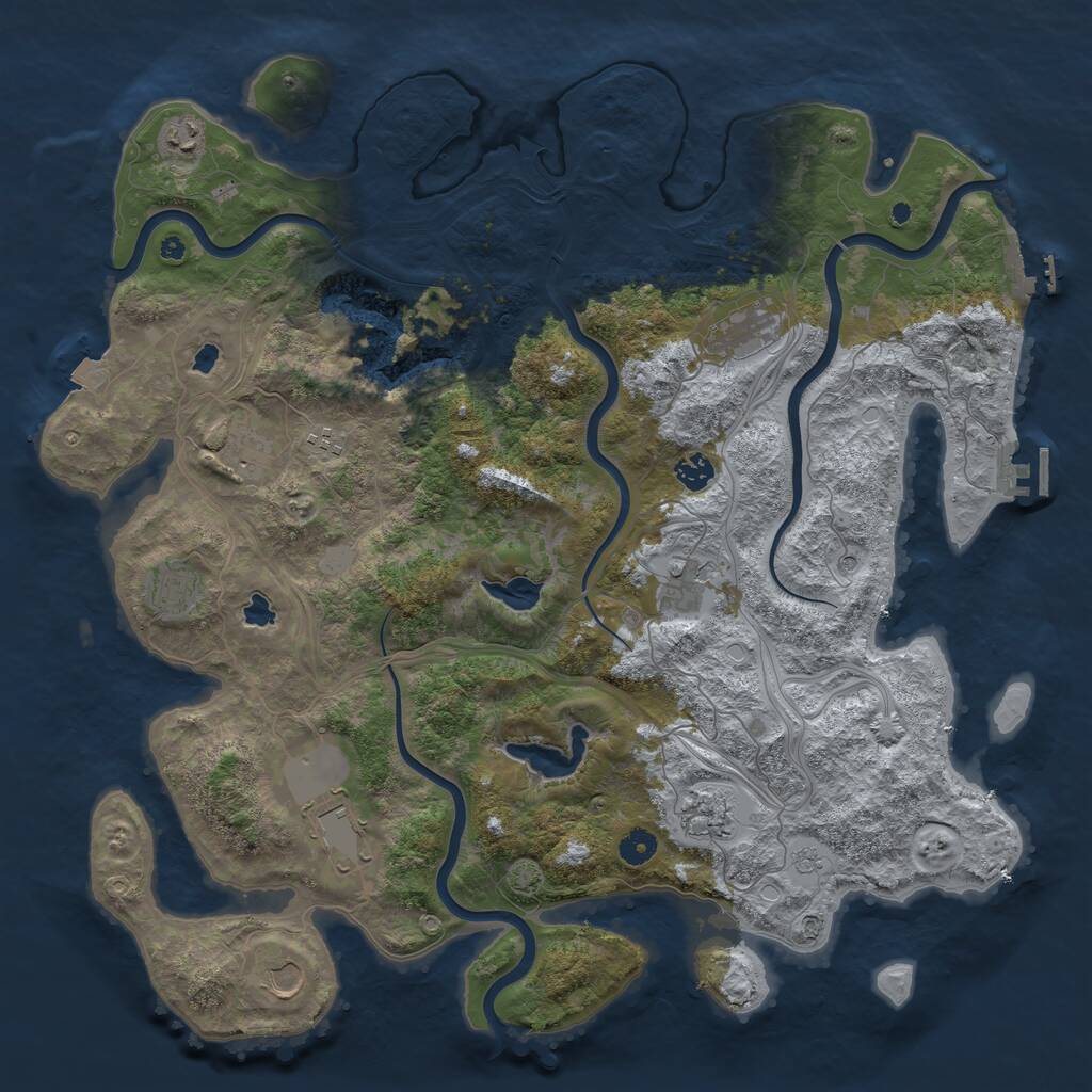 Rust Map: Procedural Map, Size: 4500, Seed: 710412725, 16 Monuments