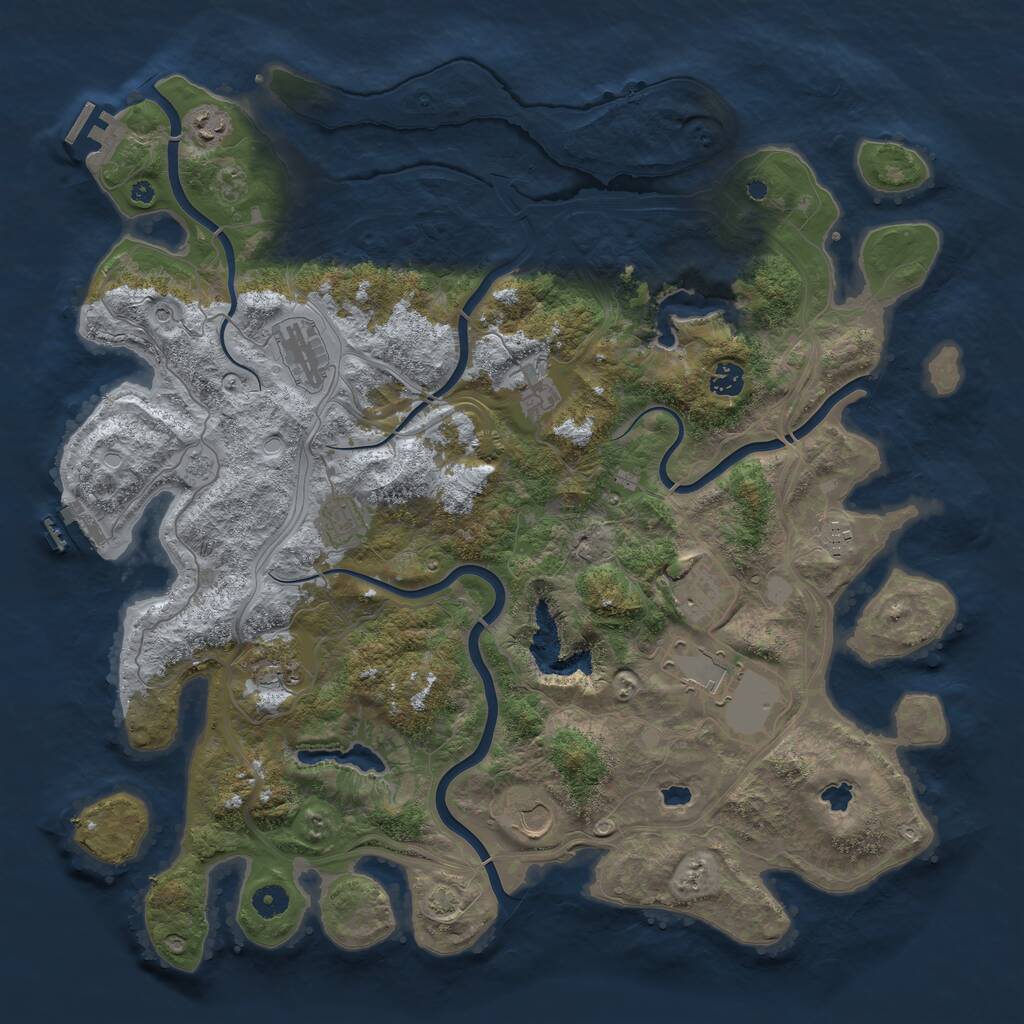 Rust Map: Procedural Map, Size: 4500, Seed: 524467663, 16 Monuments