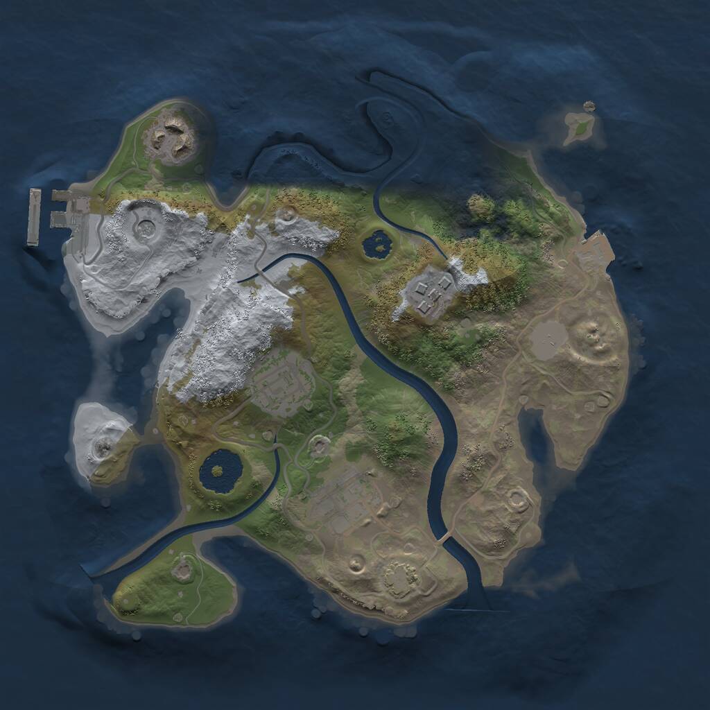 Rust Map: Procedural Map, Size: 2500, Seed: 1044134830, 8 Monuments