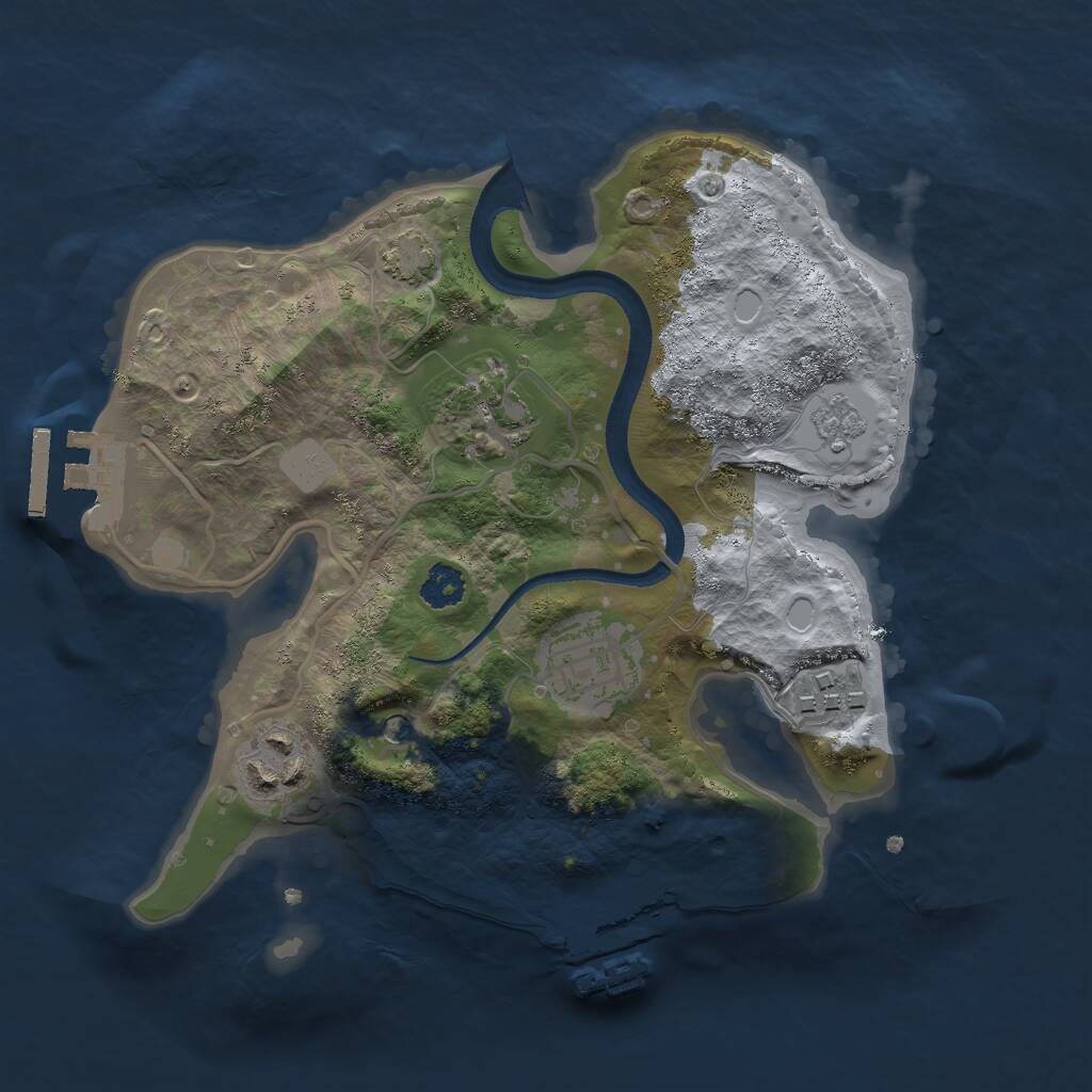 Rust Map: Procedural Map, Size: 2500, Seed: 1157721028, 10 Monuments