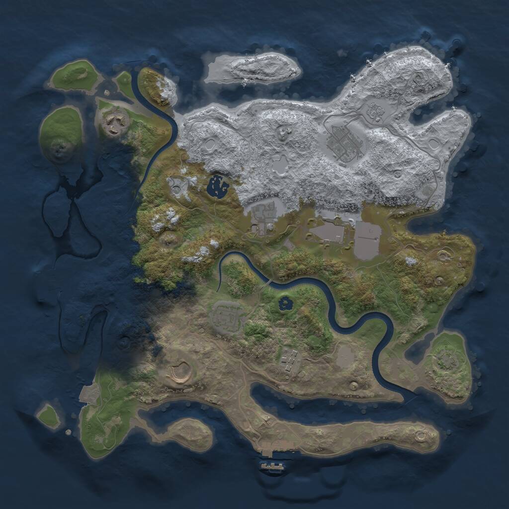 Rust Map: Procedural Map, Size: 3500, Seed: 592716487, 14 Monuments