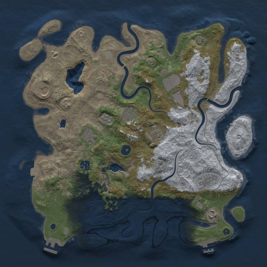 Rust Map: Procedural Map, Size: 4000, Seed: 2133, 16 Monuments
