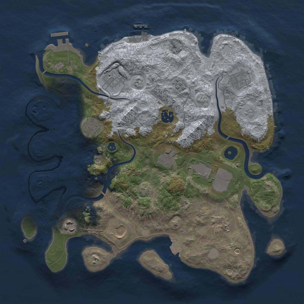 Rust Map: Procedural Map, Size: 3500, Seed: 1089958577, 16 Monuments
