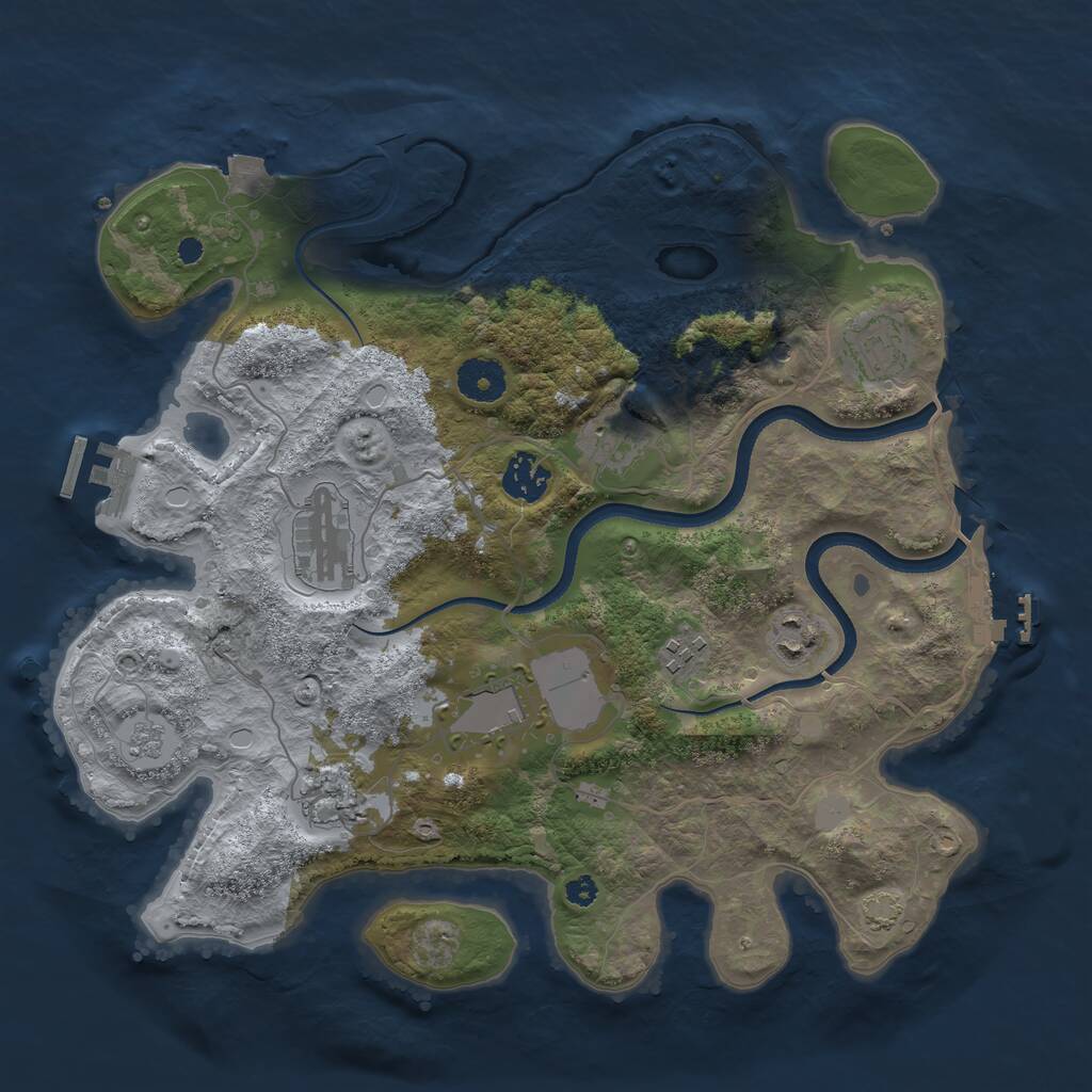 Rust Map: Procedural Map, Size: 3500, Seed: 1243, 14 Monuments