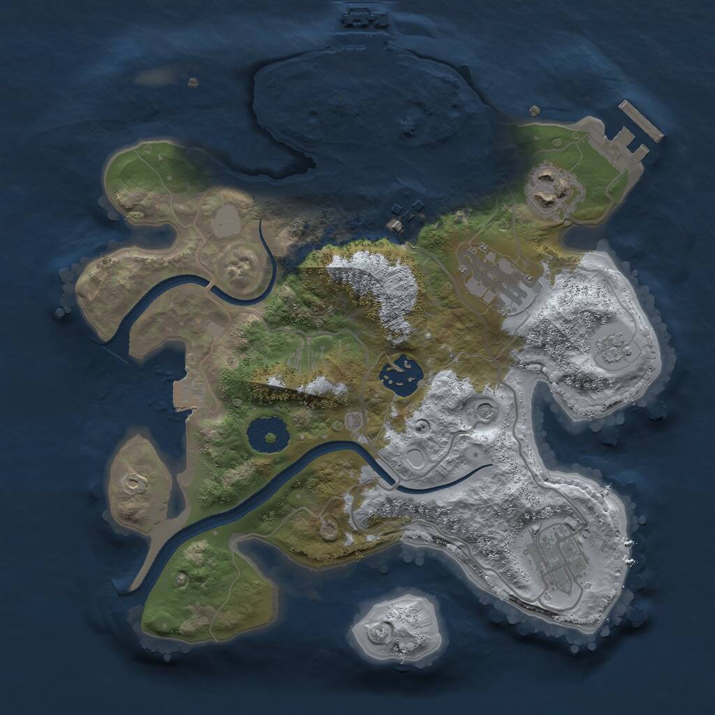 Rust Map: Procedural Map, Size: 2700, Seed: 1895888219, 10 Monuments