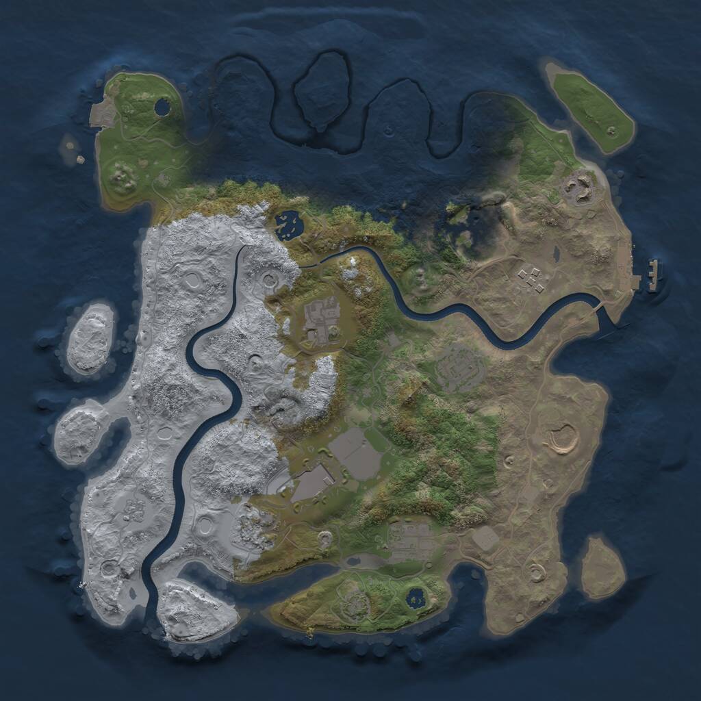 Rust Map: Procedural Map, Size: 3500, Seed: 23123, 15 Monuments