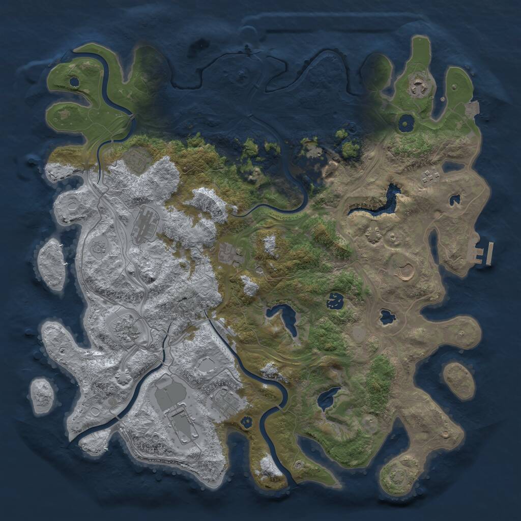 Rust Map: Procedural Map, Size: 4500, Seed: 3335567, 16 Monuments